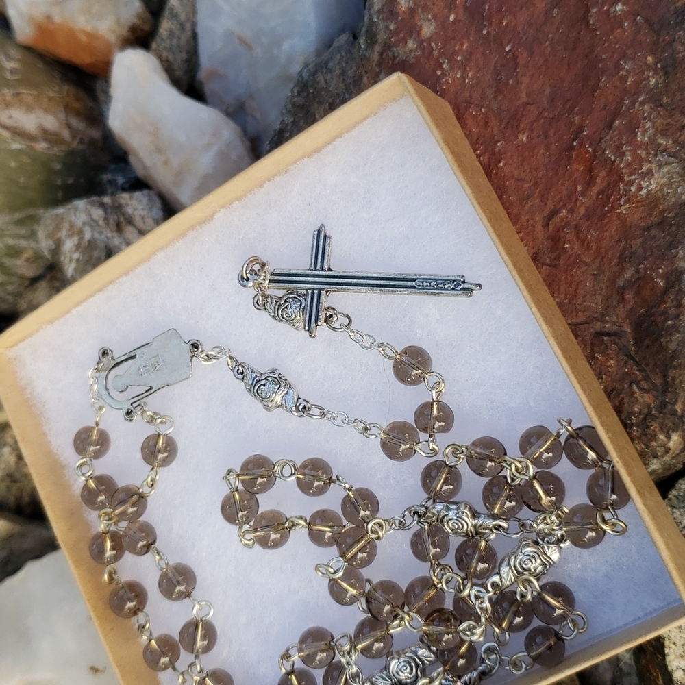 Smoky Quartz Rosary in Gift Box - Picture 2 of 5